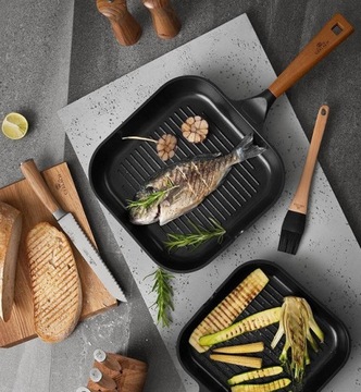 СКОВОРОДА GERLACH NATUR 20 24 28 СМ + СКОВОРОДА-ГРИЛЬ 28 СМ