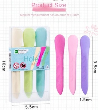 3Pcs/box Cute Correction Grip Hole 2B Eraser Student Learning Rubber