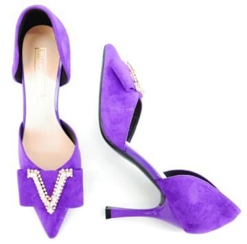 MOLO FIOLETOWE ZAMSZOWE SZPILKI Z OZDOBĄ R40