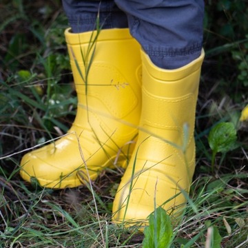 Детские круглогодичные резиновые сапоги Raweks желтые 34/35