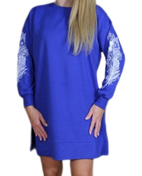 BLUZA TUNIKA NADRUK OVERSIZE MODA DAMSKA LUŹNA WYGODNA DUŻO KOLORÓW XL/XXL