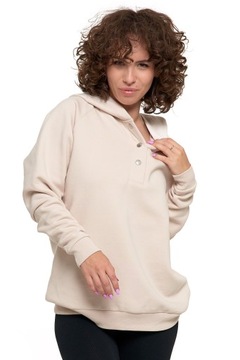 ТЕПЛАЯ ЖЕНСКАЯ УТЕПЛЕННАЯ ТОЛСТОВКА, БЕЖЕВАЯ, С КАПЮШОНОМ MORAJ - L