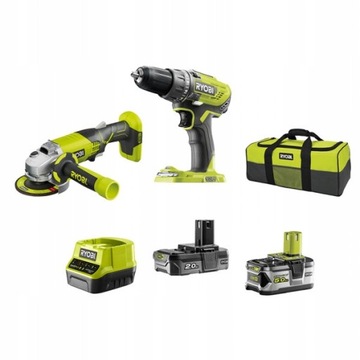 RYOBI R18DDAG-252S Zestaw narzędzi 18V wkrętarka R18DD3 + szlifierka R18AG