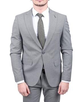 Garnitur Męski Elegancki Slim Fit w Pepitkę – Biało-Czarny - 50