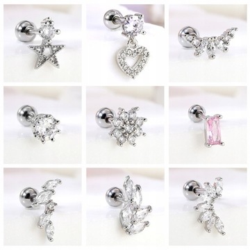 ZS 18G 1 шт. милые серьги-гвоздики в форме сердца розовые Crys