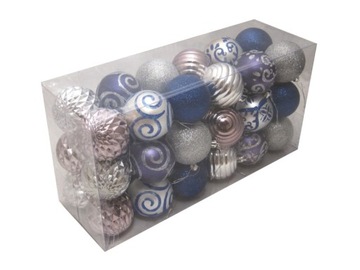 Bombki nietłukące Srebrne/Niebieskie 6cm 36szt
