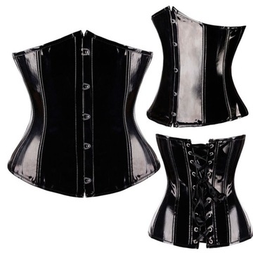 Czarny GORSET LATEKSOWY damski pas gorsetowy Z LATEKSU Latex body damskie S