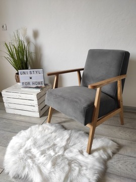 Fotel Wypoczynkowy styl PRL, VINTAGE WYBÓR TKANIN