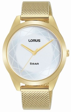 Złoty klasyczny zegarek damski na bransolecie mesh Lorus RG268UX9 + GRAWER