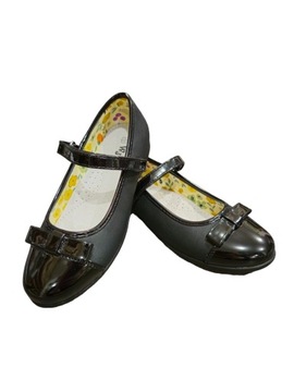 Wojtyłko 5B24420C Baleriny dziewczęce czarne buty eleganckie z paskiem 32