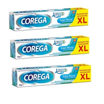 3x Super mocny Krem do Protez Delikatnie Miętowy Corega 70g