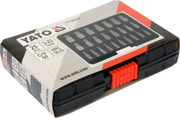 НАБОР YATO ИЗ 25 ОТВЕРТОК ДЛЯ ПОВРЕЖДЕННЫХ ВНУТРЕННИХ ВИНТОВ TORX С ШЕСТИГРАННОЙ ШПИНКОЙ