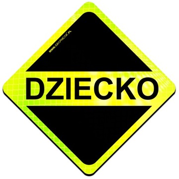 MAGNES ODBLASKOWY TABLICZKA DZIECKO W AUCIE NEON