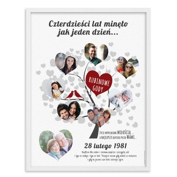 Подарочный Постер РУБИН ЮБИЛЕЙНЫЙ ЮБИЛЕЙ + рамка А3