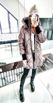 Женская куртка стеганое плащ длинный асимметричный 40