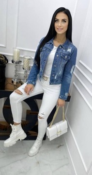 Итальянский деним KATANA TIGER дырки звезды L