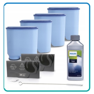 4 фильтра для кофемашины Philips LatteGo 5400 3200 2200 + 2 таблетки + средство для удаления накипи