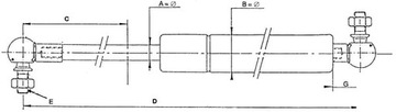 Амортизатор газопривода L-155 мм 50Н 04414574