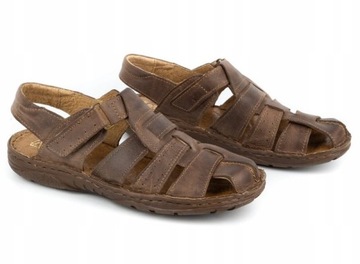 КОЖАНЫЕ САНДАЛИИ POLBUT 211 КОРИЧНЕВЫЕ 43