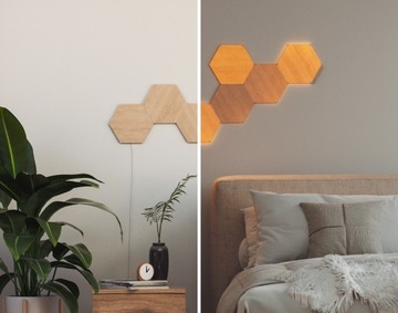 Nanoleaf Elements Hexagons 3 dodatkowe panele świetlnych LED wygląd drewna