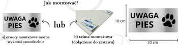Предупреждающий знак «СОБАКА ВНИМАНИЕ» | 20x10см | УФ-печать | самоклеящийся