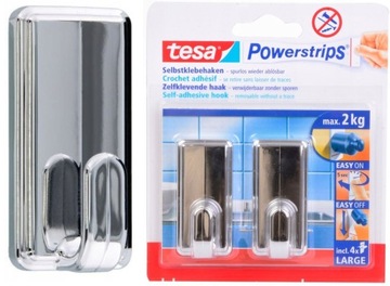 TESA Haczyki wieszaki samoprzylepne chrom 2x2kg
