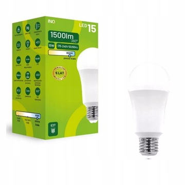Żarówka lampa LED E27 15W (99W) 1500lm A60 3000K