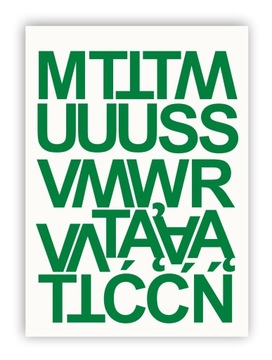 Зеленый алфавит, цифры, самоклеящиеся буквы 100 мм.