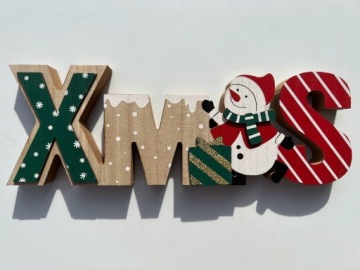 Drewniana dekoracja FIGURKA NAPIS XMAS MDF