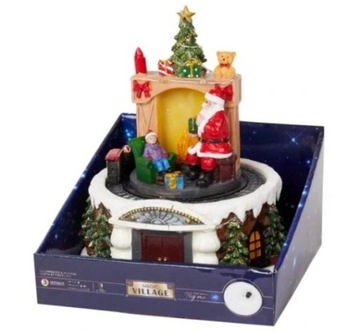 СВЕТОДИОДНАЯ РОЖДЕСТВЕНСКАЯ СЦЕНА Музыкальный Дед Мороз у камина ОПИСАНИЕ ВОЛШЕБНОЙ ДЕРЕВНИ