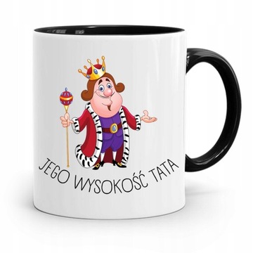 KUBEK CZARNY NA DZIEŃ OJCA JEGO WYSOKOŚĆ TATA z Nadrukiem ze Zdjęciem