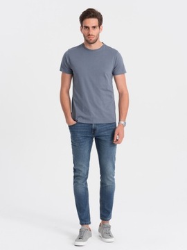 Klasyczny T-shirt męski bawełniany BASIC jeansowy V5 OM-TSBS-0146 M