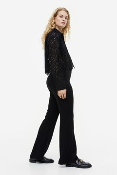 H&M spodnie flare rozszerzane szerokie nogawki dzwony czarne eleganckie M