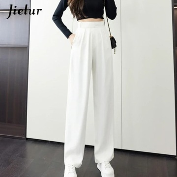 Jielur Pure Color Elegant Lady Suit Pants New Loos