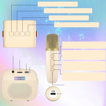 BLUETOOTH MASZYNA DO KARAOKE PRZENOŚNY MIKROFON DO KARAOKE + MIKROFONAMI