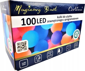 LAMPKI CHOINKOWE KULKI 100 LED MULTI 8 FUNKCJI WEW/ZEW NA CHOINKĘ CHOINKA