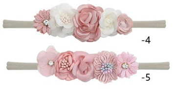 Повязка на голову венок №. 4, бело-розовый, для малышей и детей 1-3 лет.