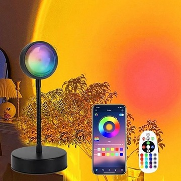 LAMPKA LED SANSET PROJEKTOR ZACHÓD SŁOŃCA APLIKACJA + PILOT