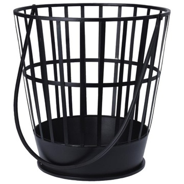 KOSZ NA DREWNO STOJAK METALOWY CZARNY LOFT CZARNY ŚR 38 H 39 CM SOLIDNY