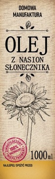 10 sztuk naklejki 50x160 foliowe Olej Słonecznikowy 1000 ml Domowe produkty