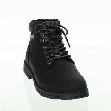 Męskie buty zimowe trapery skórzane czarne ROZ. 44