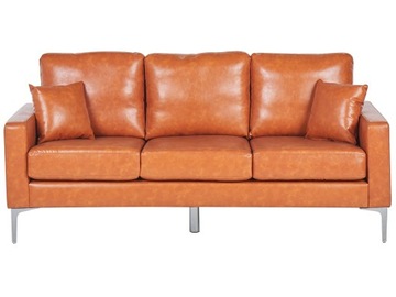 Sofa kanapa ekoskóra brązowa retro klasyk