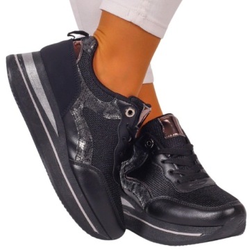 BUTY DAMSKIE CZARNE SPORTOWE SNEAKERSY WSUWANE 39