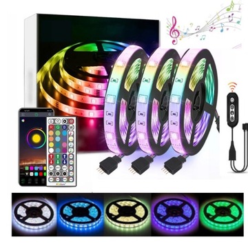 PASEK TAŚMA 5050 LED RGB LAMPA MUZYKA LEDY ZAROWKA ZESTAW 30M z PILOT APP