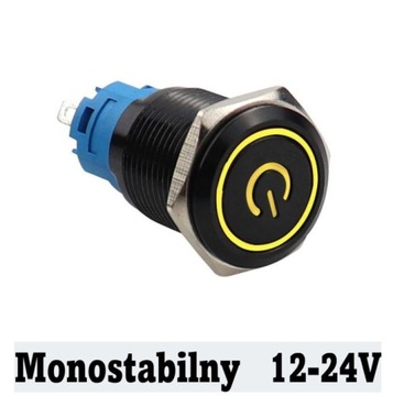 Przycisk sterowniczy 16mm czarny kolor LED 12V mo