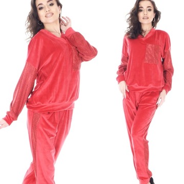 Orirose modny WELUROWY dres damski komplet XL
