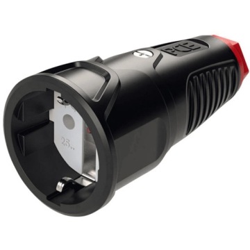 РЕЗИНОВАЯ ВИЛКА, ПРЯМАЯ, ЗАЗЕМЛЕННАЯ, ГЕРМЕТИЧНАЯ, IP54 0521-SR, ЧЕРНАЯ