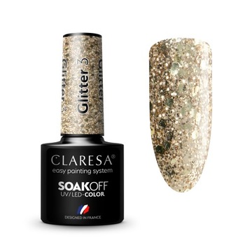 CLARESA lakier hybrydowy GLITTER 3 UV/LED 5g
