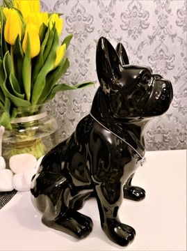 Керамическая фигурка черного бульдога H32
