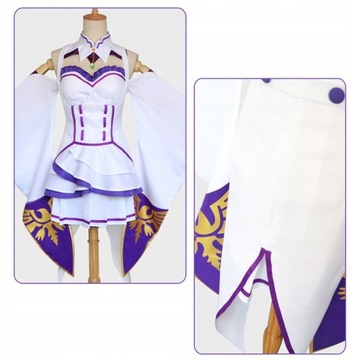 Stroj Kostium Cosplay Anime Emilia RE Zero Peruka